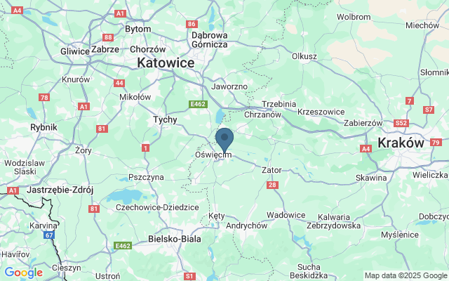 Kaart met locatie Auschwitz